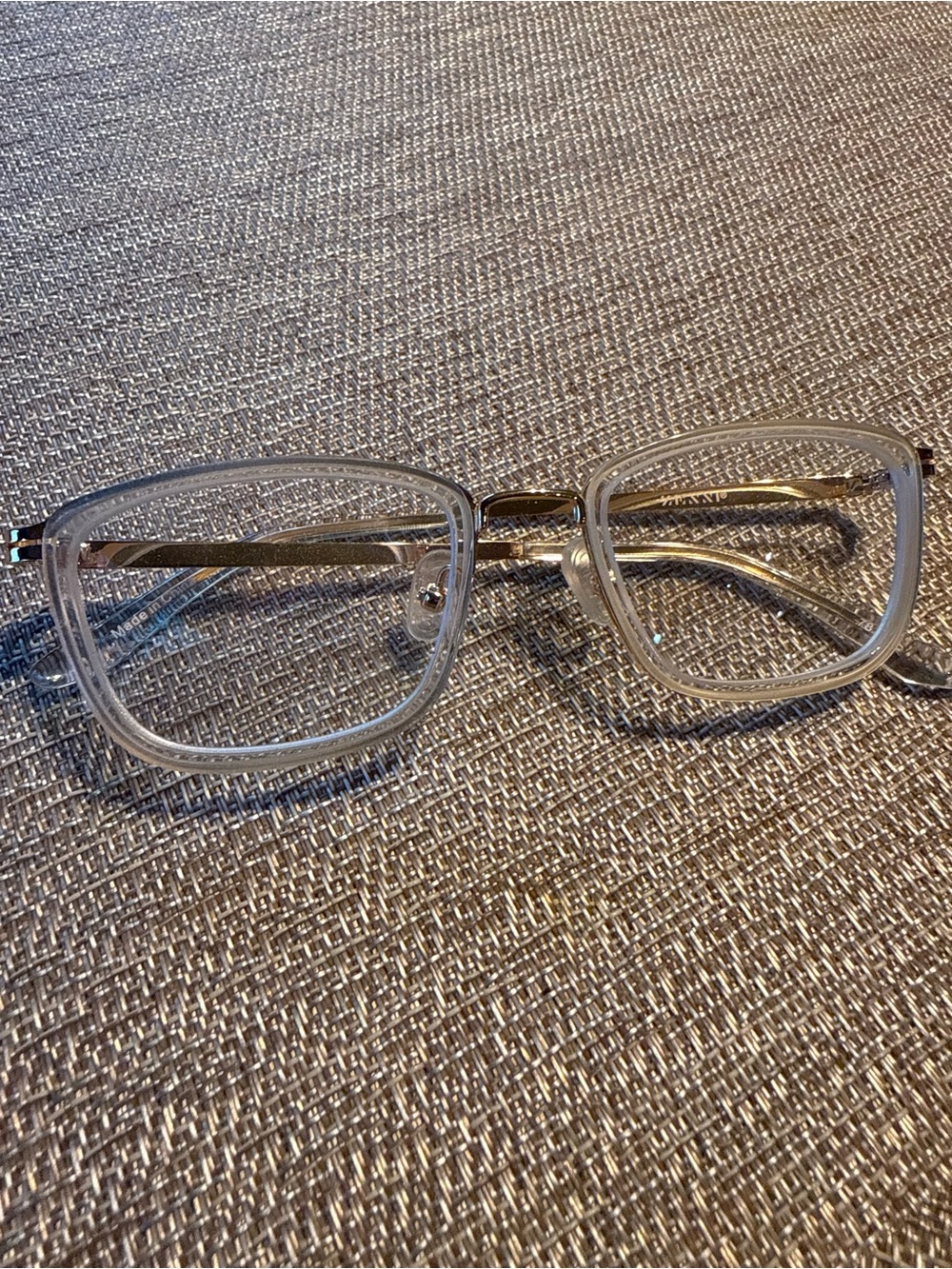 Zenni Clear Frame Eyeglasses with Gold Temples